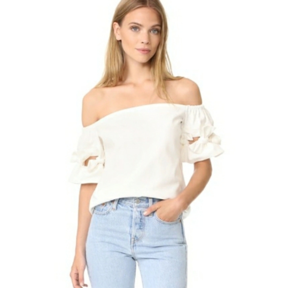 ALEXIS Weston Off-the-Shoulder Poplin Top White Sz Small
